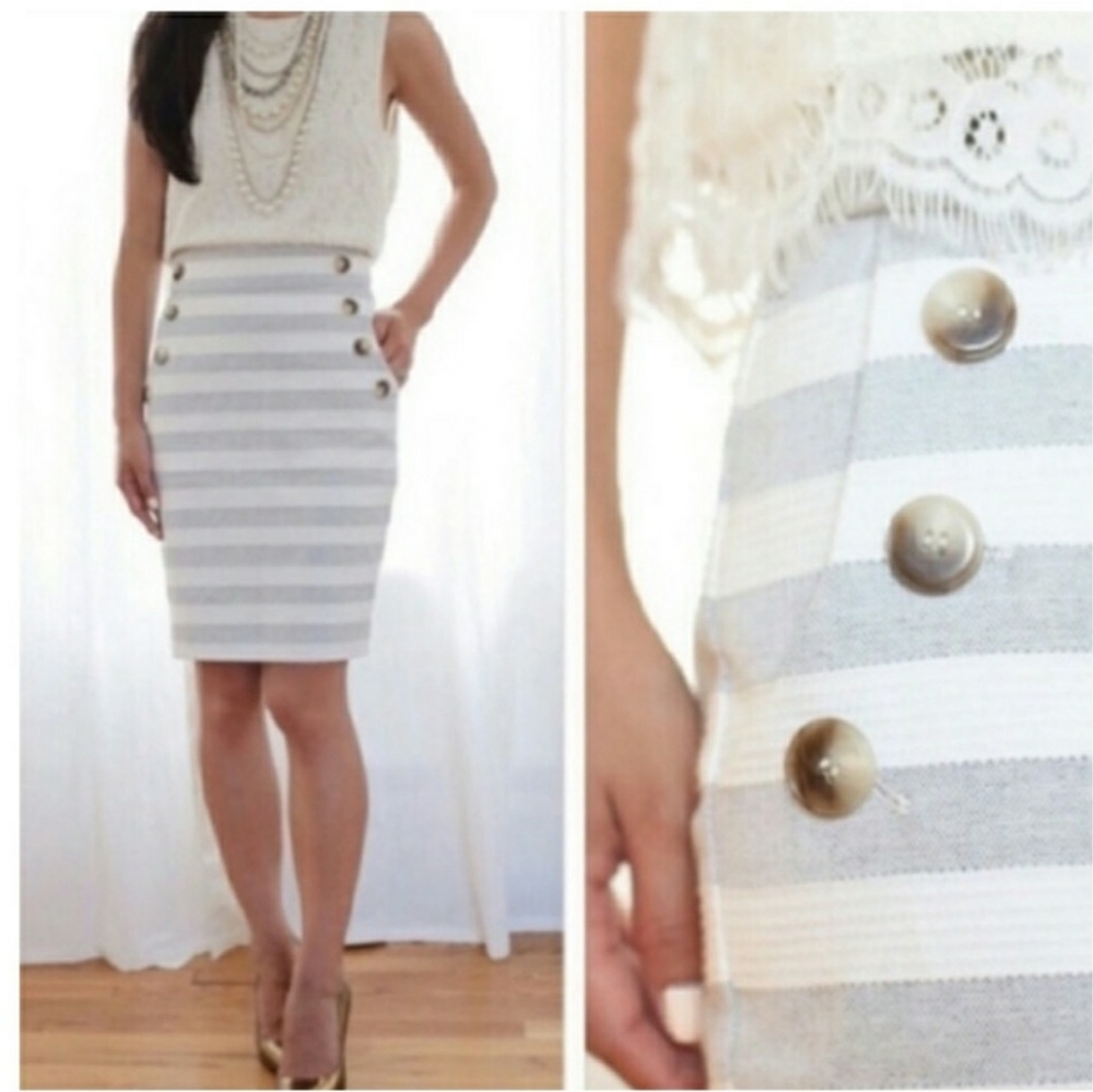 Loft size 6 White/Blue Striped Sailor Skirt